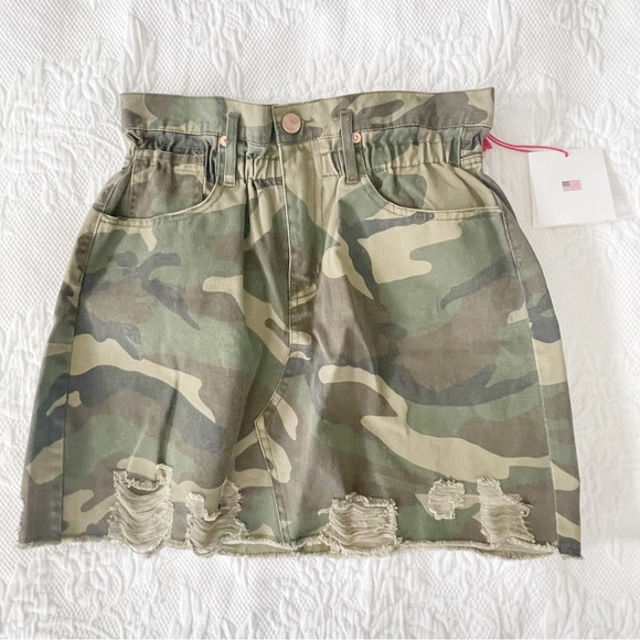 NWT Toast Camouflage Paper Bag Denim Deconstructed Skirt Camo Size Small - Picture 3 of 8